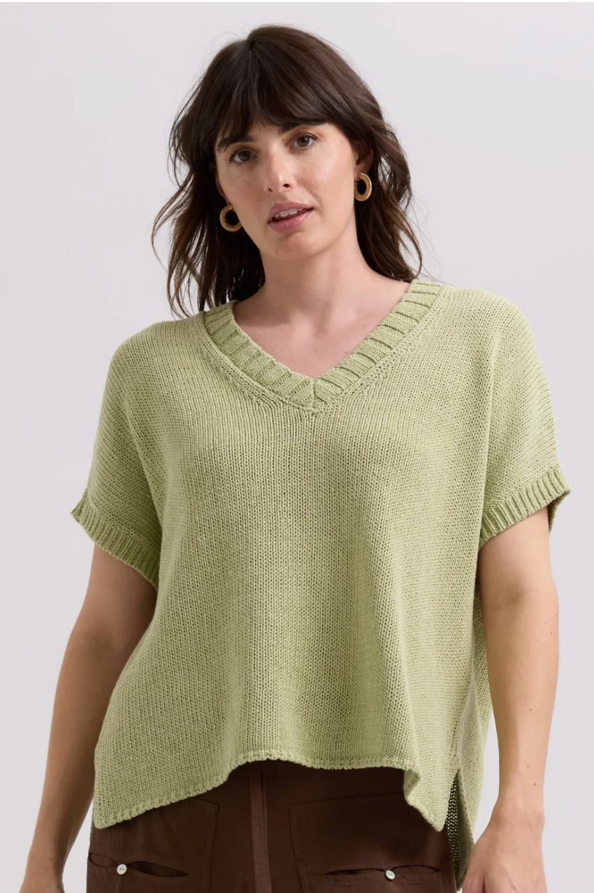 LD & Co Textured V Top - Lemongrass