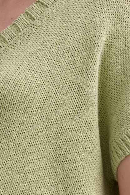LD & Co Textured V Top - Lemongrass