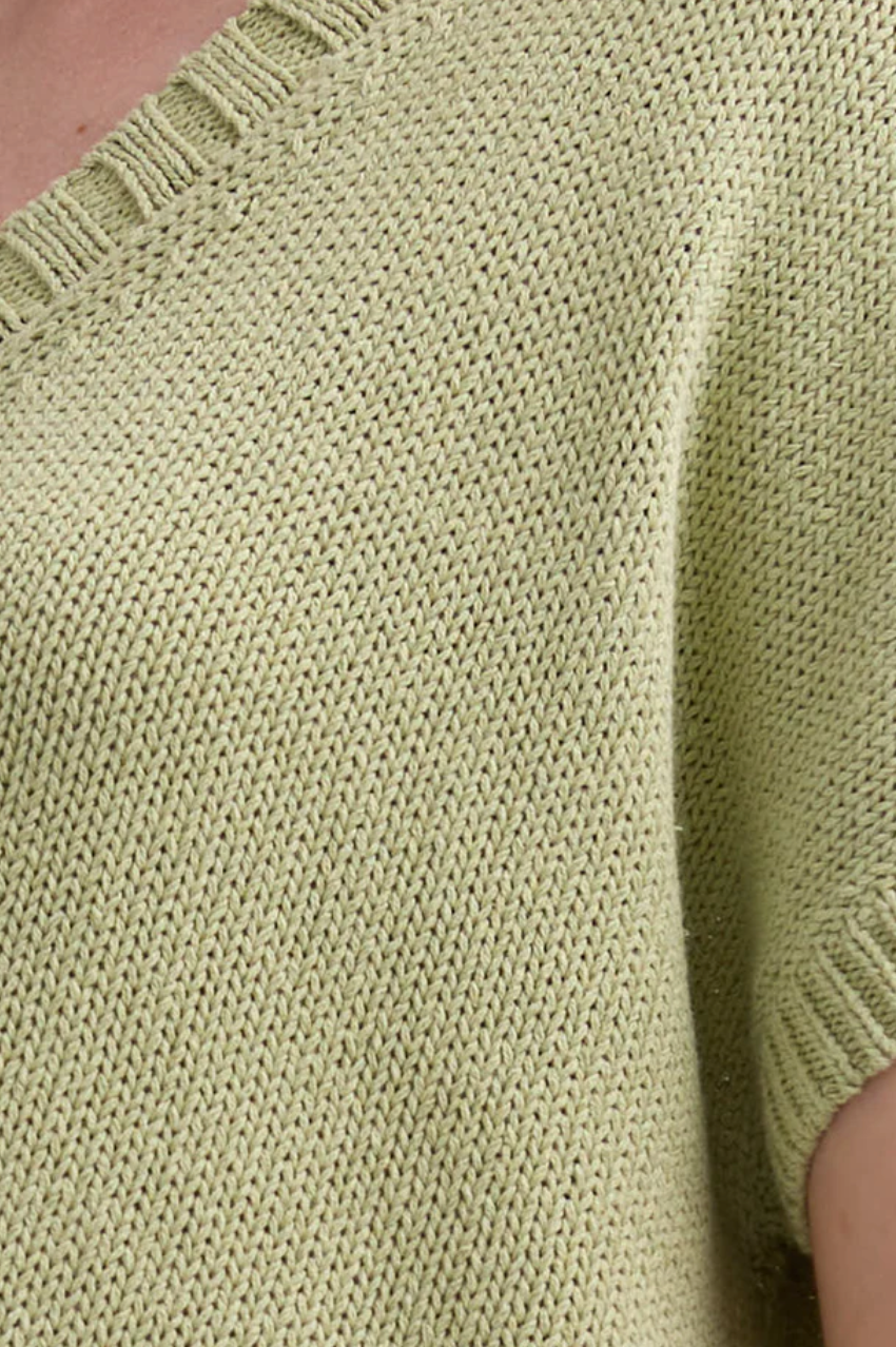LD & Co Textured V Top - Lemongrass