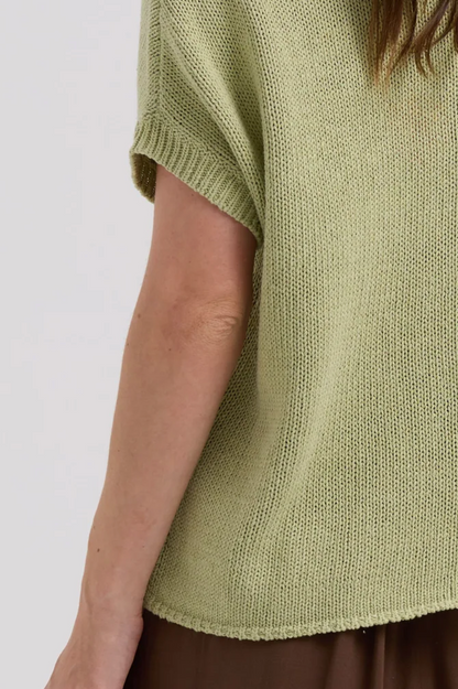LD & Co Textured V Top - Lemongrass