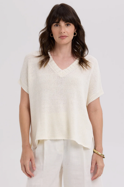 LD & Co Textured V Top - White
