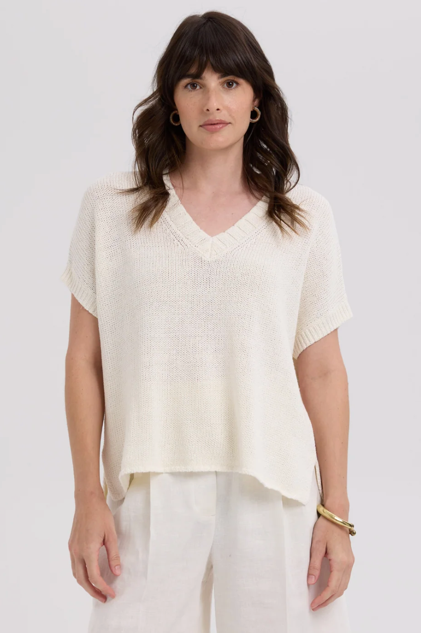LD & Co Textured V Top - White