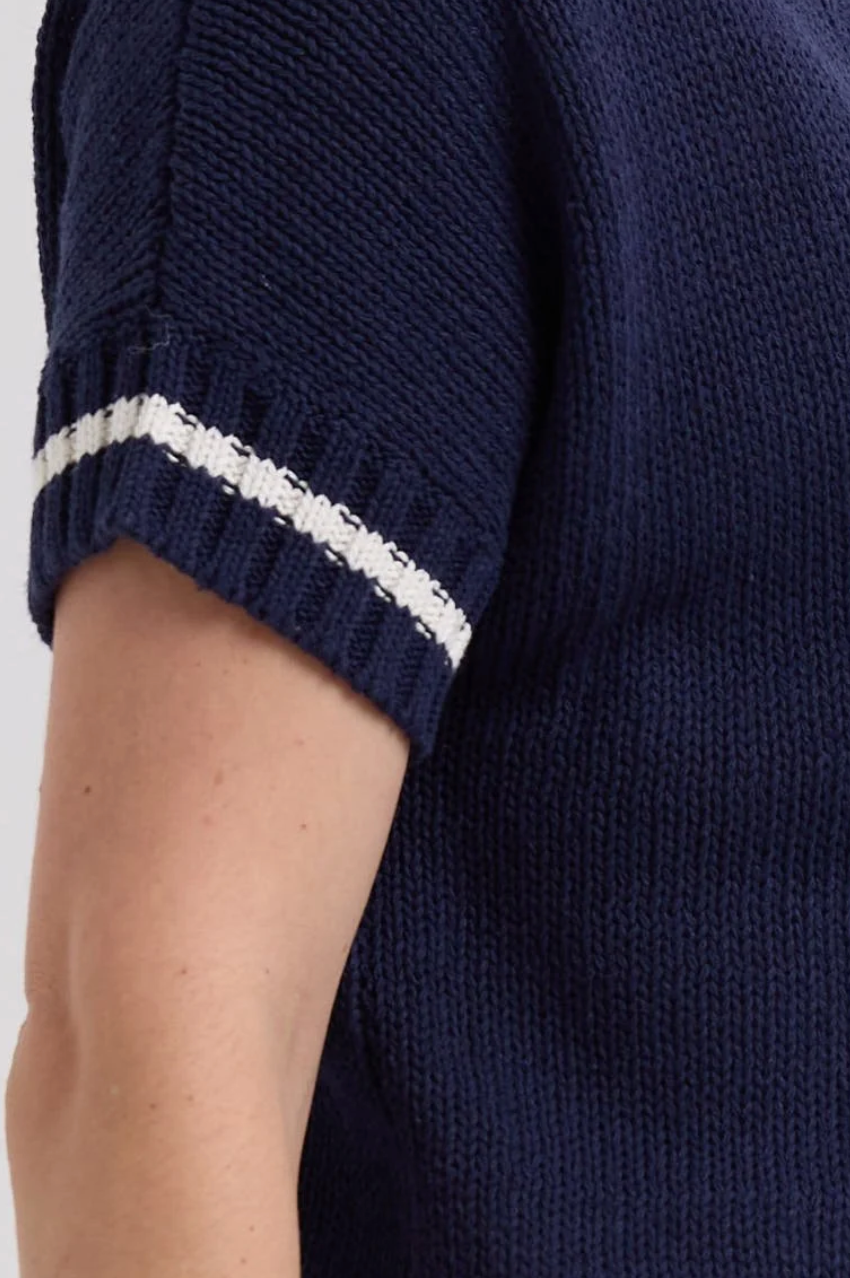 LD & Co Textured S/S Cardi - Marine