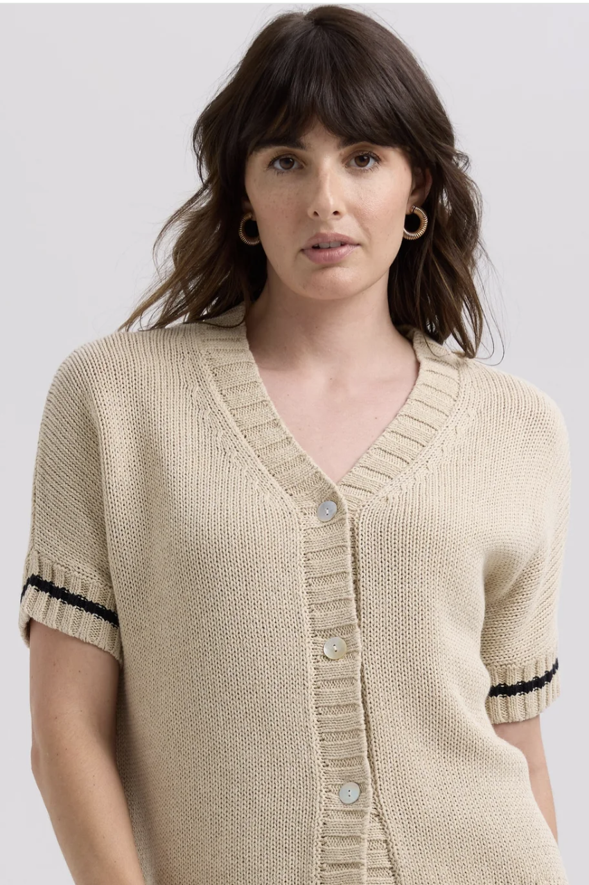LD & Co Textured S/S Cardi - Natural