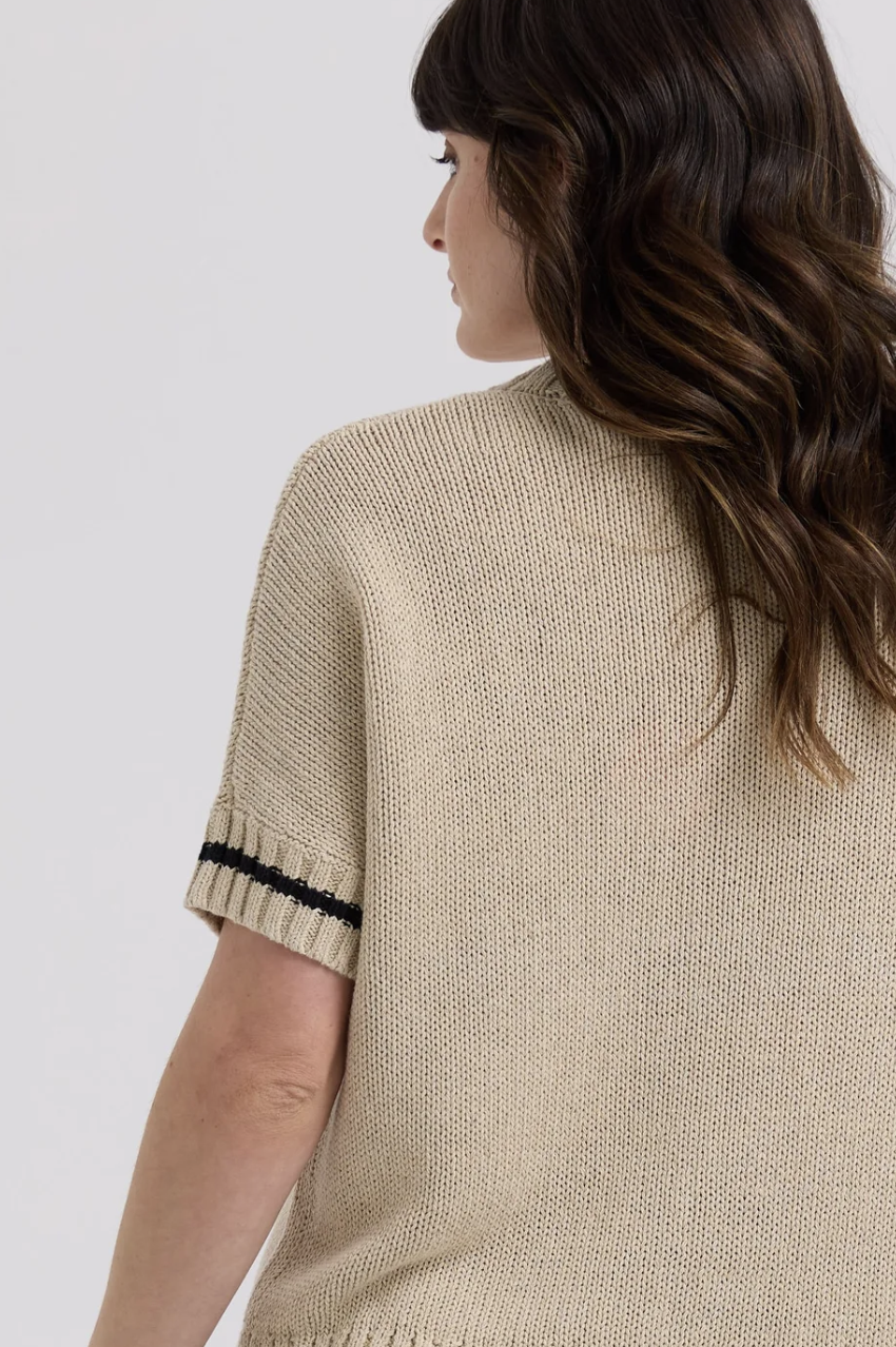 LD & Co Textured S/S Cardi - Natural