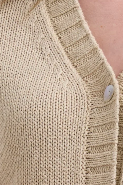 LD & Co Textured S/S Cardi - Natural