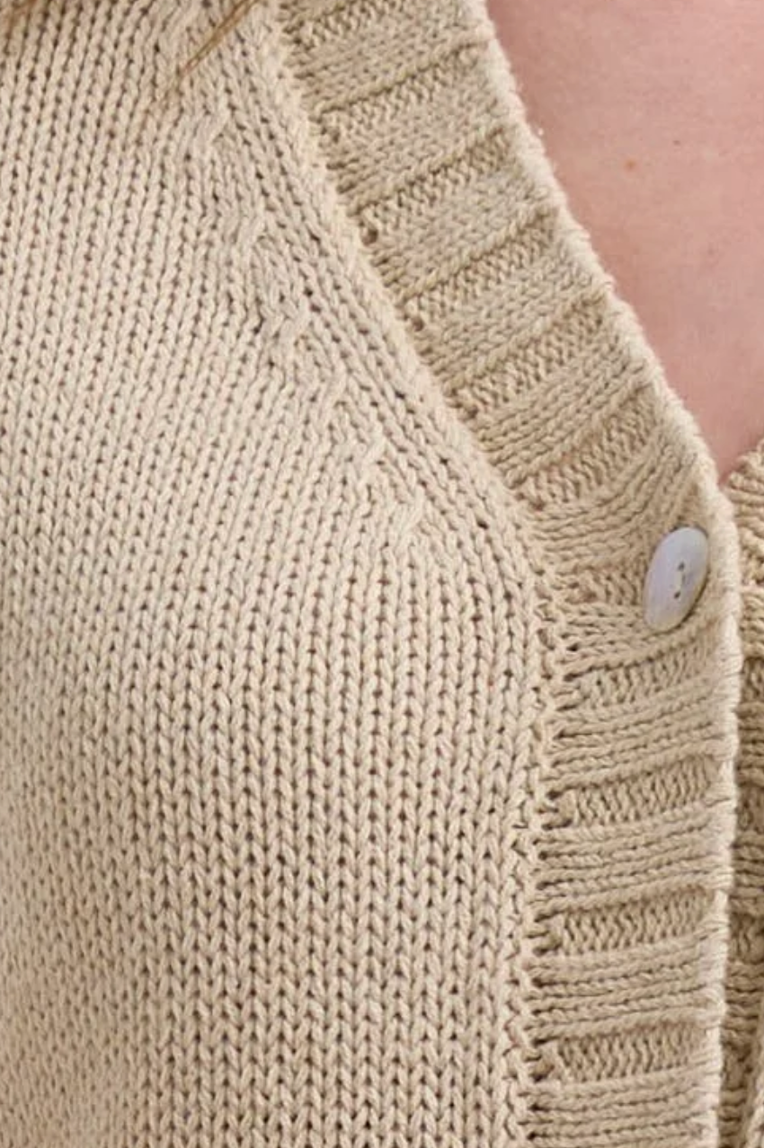 LD & Co Textured S/S Cardi - Natural