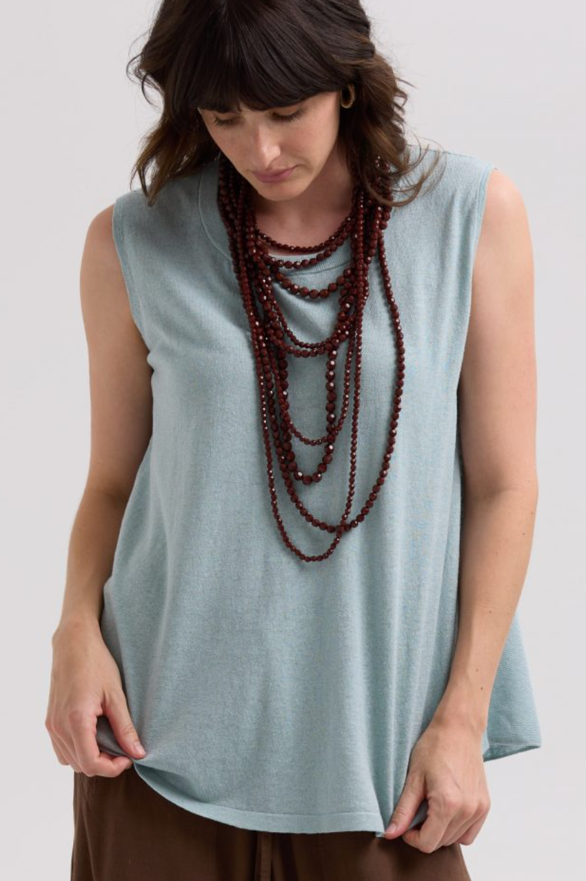LD & Co Linen A-Line Top - Cyan