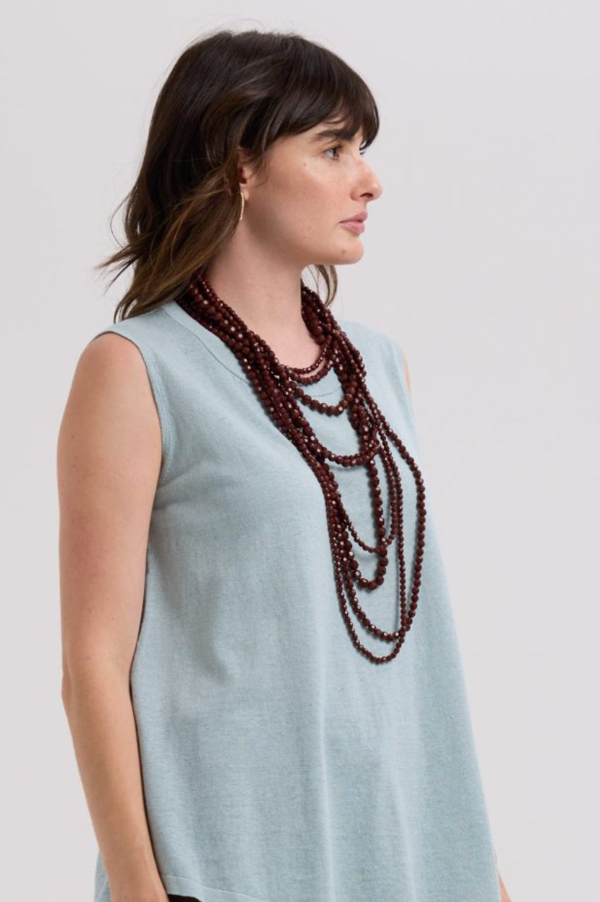 LD & Co Linen A-Line Top - Cyan