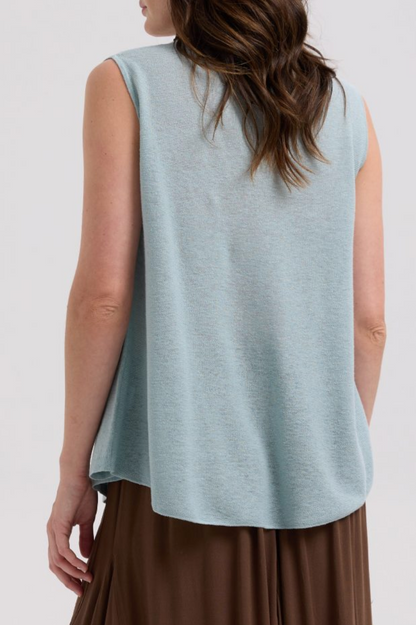 LD & Co Linen A-Line Top - Cyan