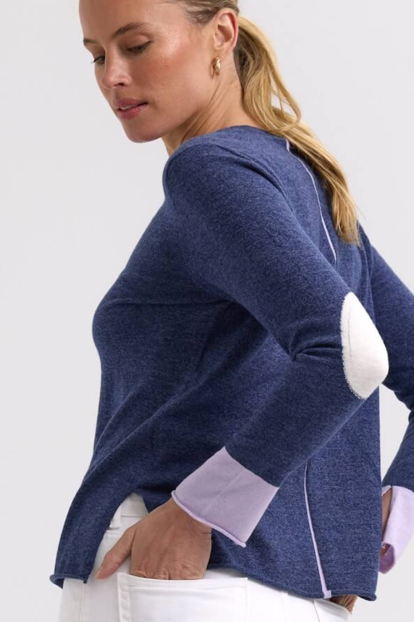 Zaket & Plover Elbow Patch Jumper - Denim