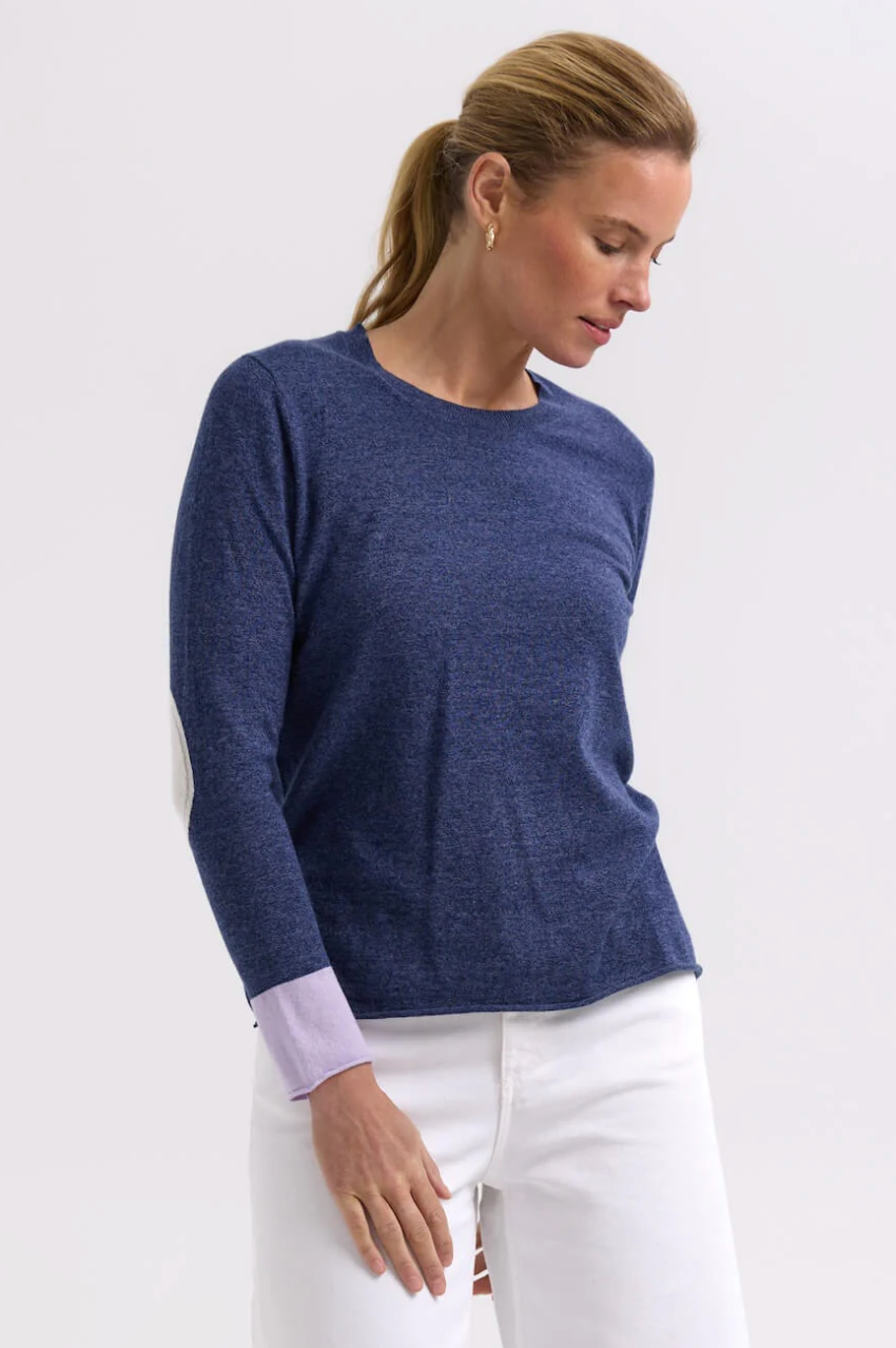 Zaket & Plover Elbow Patch Jumper - Denim