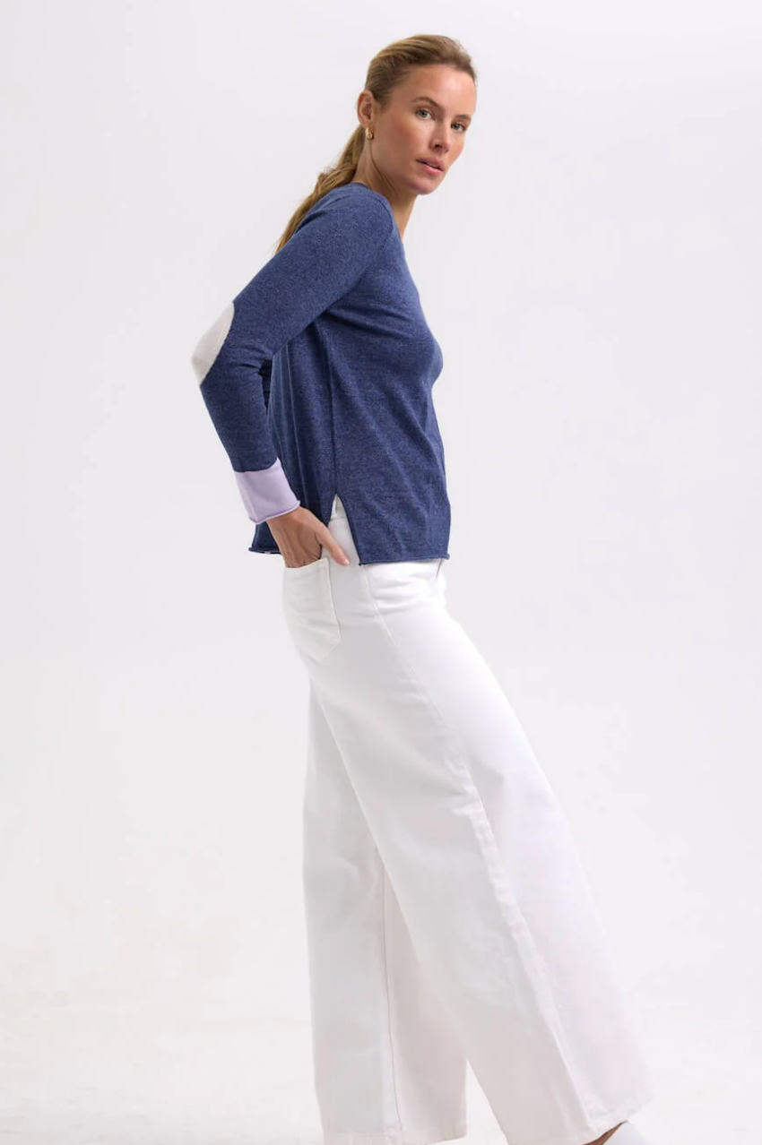 Zaket & Plover Elbow Patch Jumper - Denim