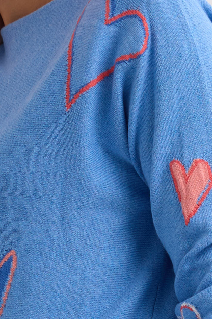 Zaket & Plover Intarsia Hearts Jumper - Chambray