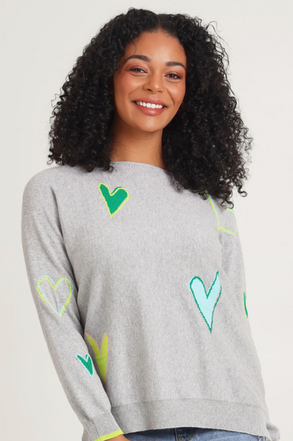 Zaket & Plover Intarsia Hearts - Marl