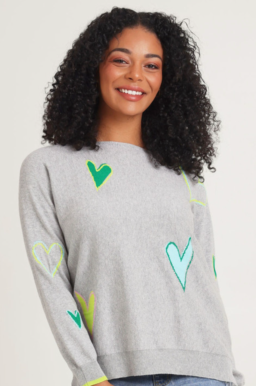 Zaket & Plover Intarsia Hearts - Marl