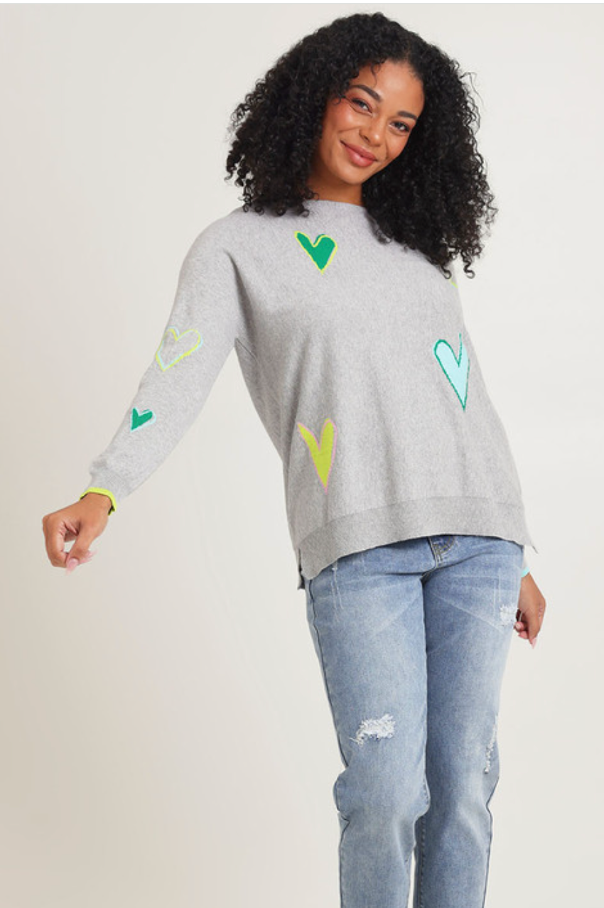 Zaket & Plover Intarsia Hearts - Marl