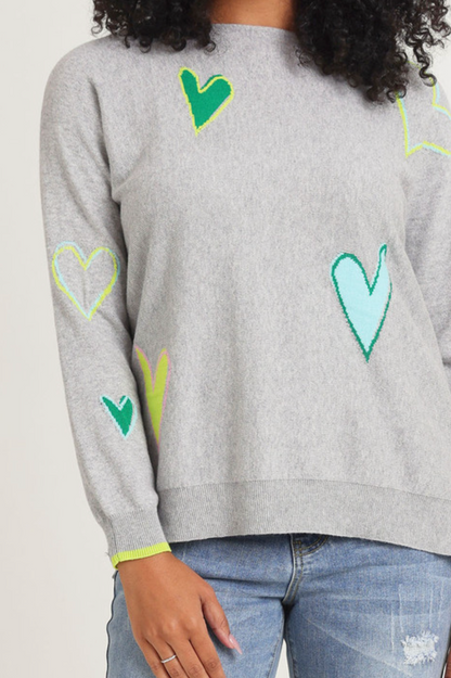 Zaket & Plover Intarsia Hearts - Marl