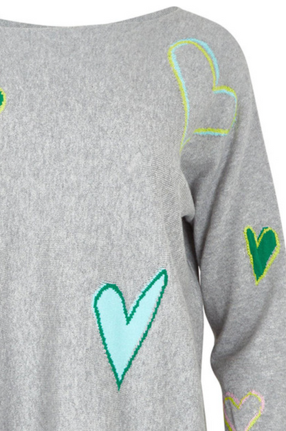 Zaket & Plover Intarsia Hearts - Marl