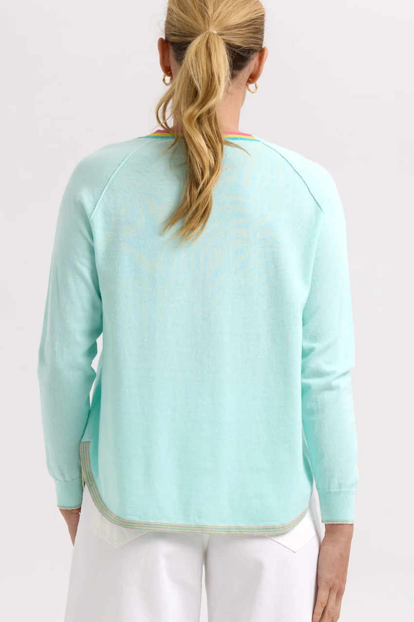 Zaket & Plover Rounded Bottom V Jumper - Lt Aqua