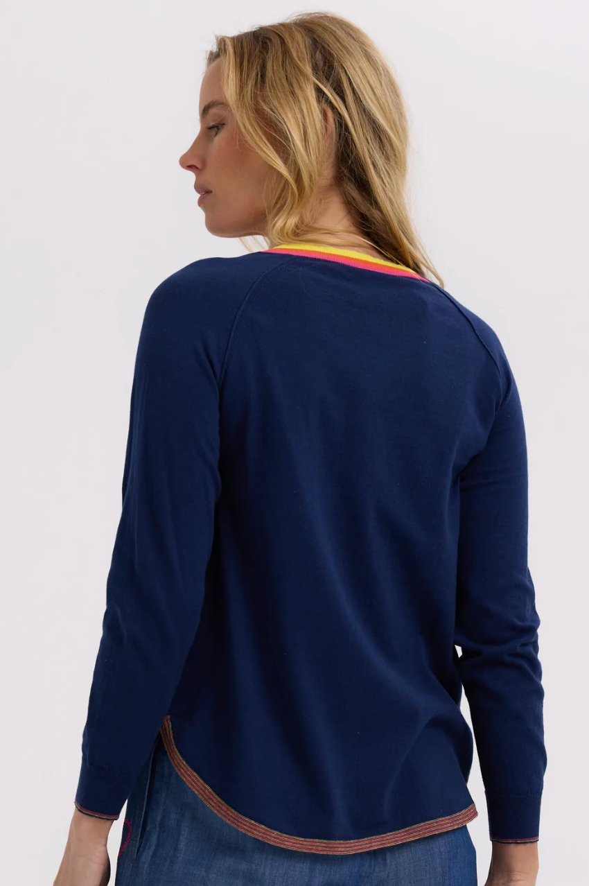 Zaket & Plover Rounded Bottom V Jumper - Navy