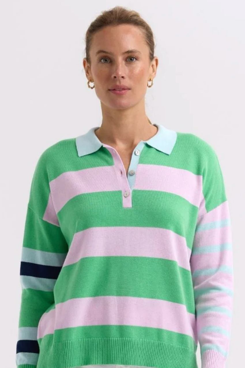 Zaket & Plover Blah Blah Rugby Top - Apple