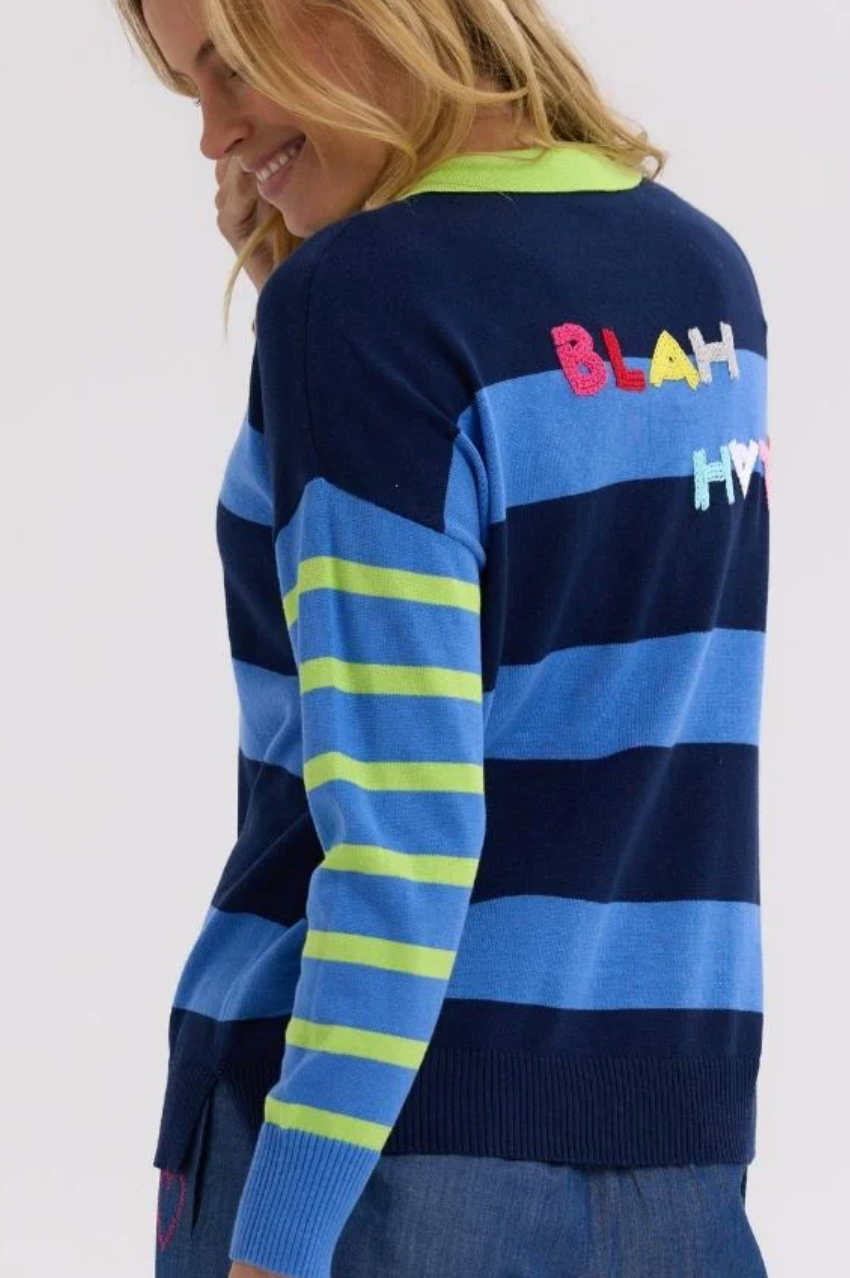 Zaket & Plover Blah Blah Rugby Top - Navy