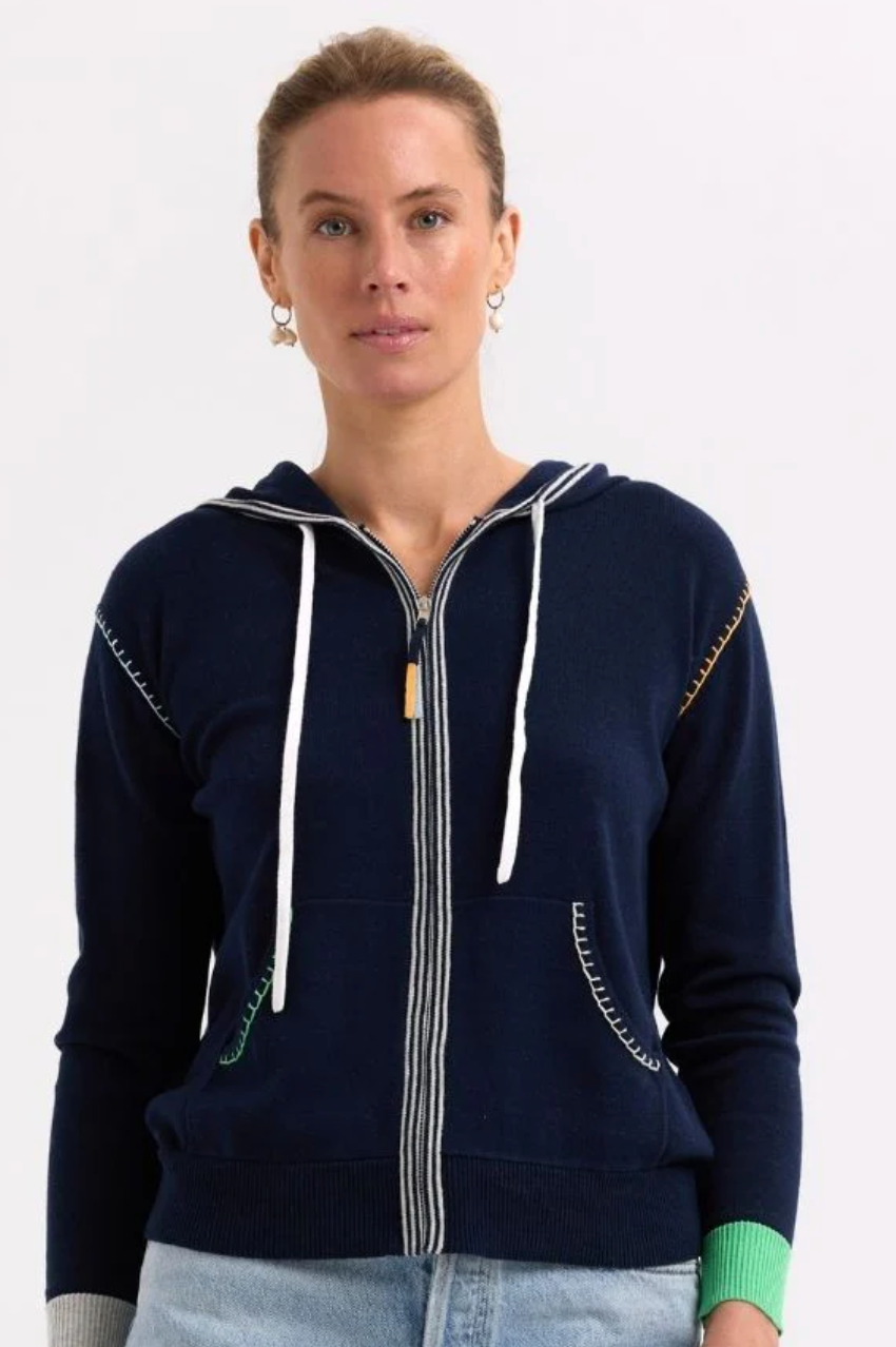 Zaket & Plover Heart Embroidery Hoodie - Navy