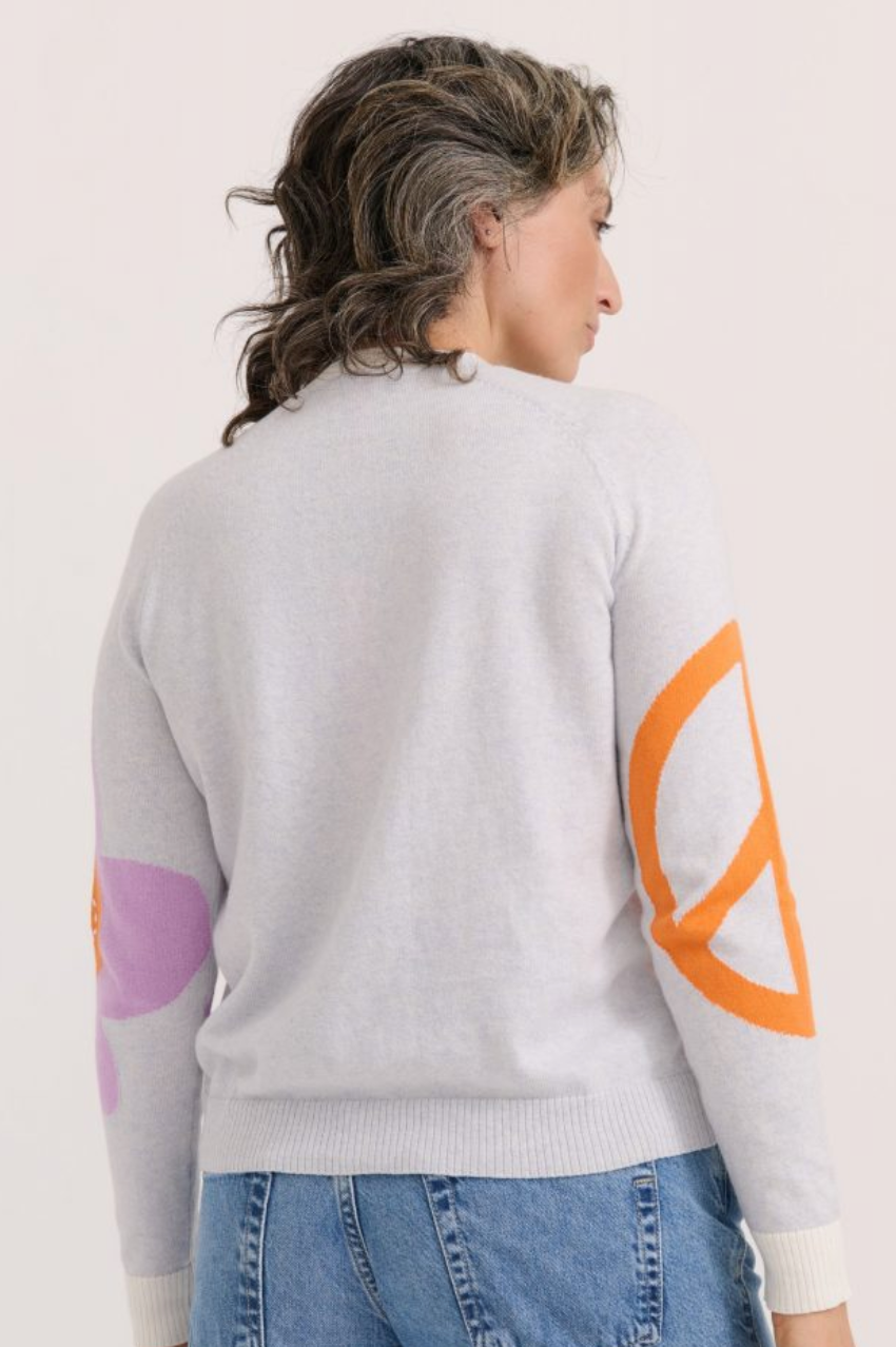 Z&P Peace Please Cardi - Icicle