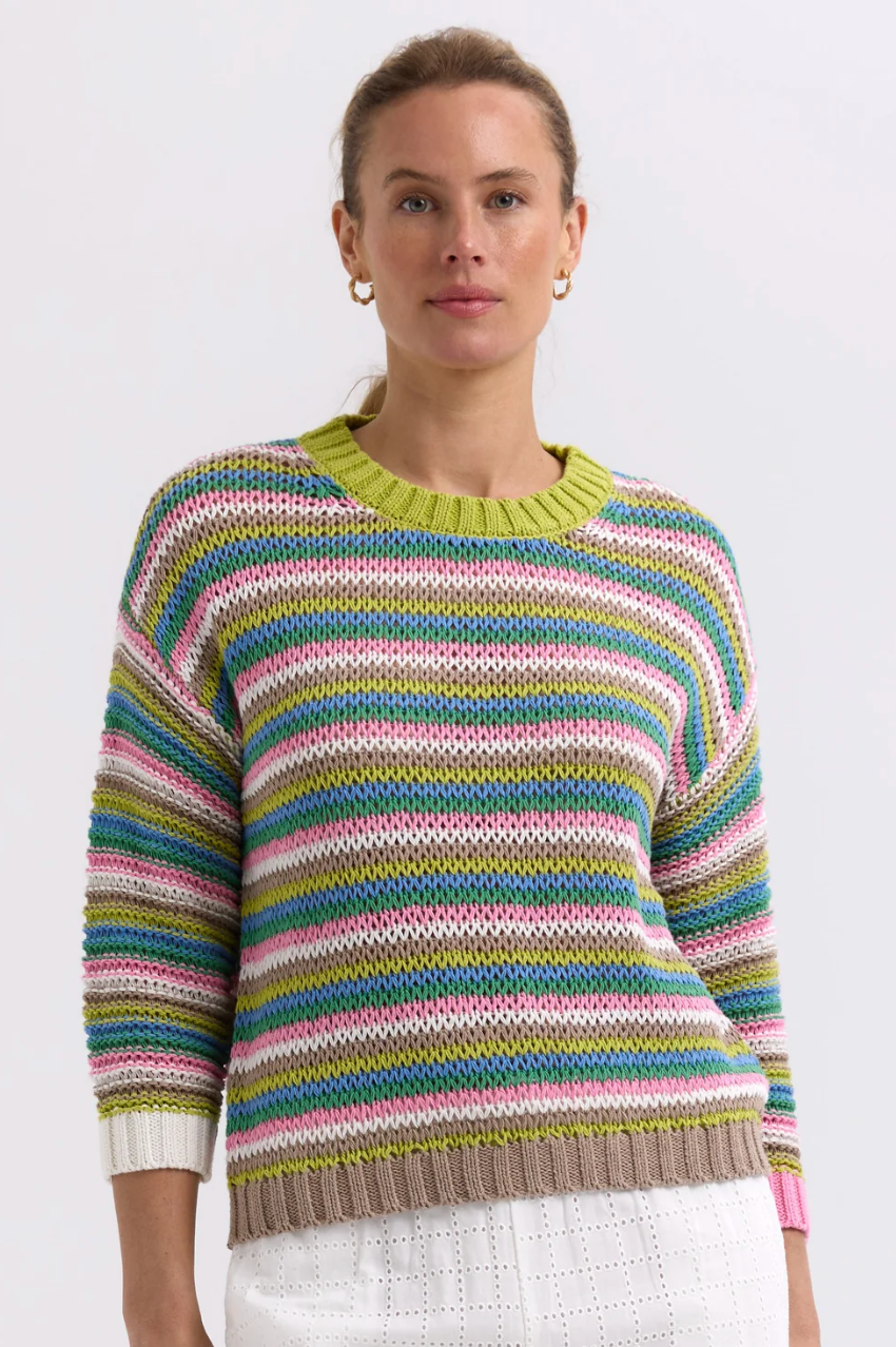 Zaket & Plover Chunky Stripe Jumper  - Chatreuse