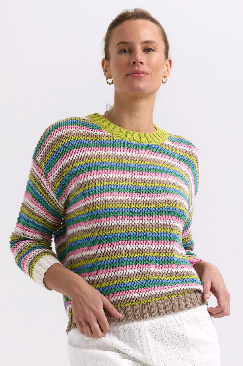 Zaket & Plover Chunky Stripe Jumper  - Chatreuse