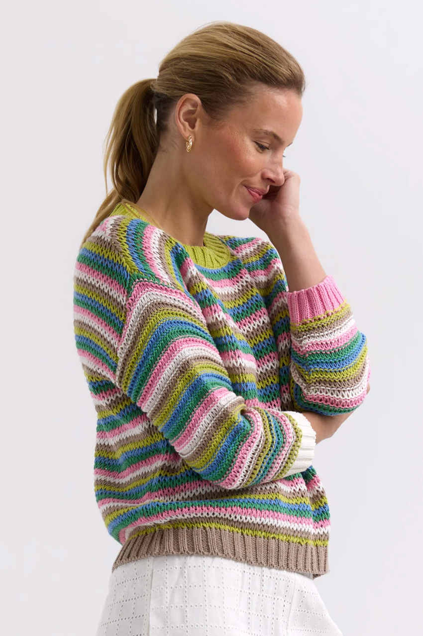 Zaket & Plover Chunky Stripe Jumper  - Chatreuse