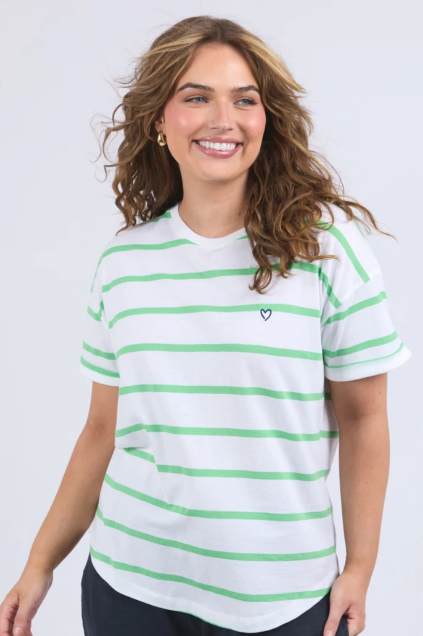 Elm Halli Tee - White/Green Stripe