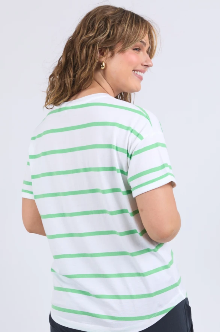 Elm Halli Tee - White/Green Stripe