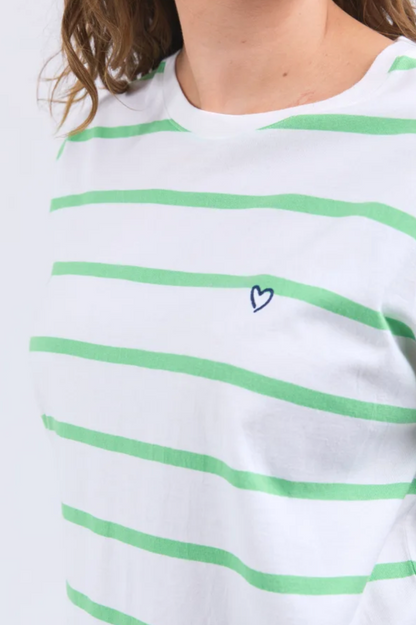 Elm Halli Tee - White/Green Stripe