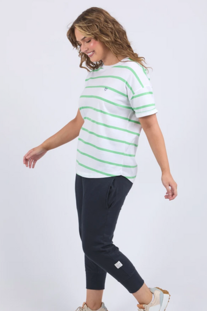 Elm Halli Tee - White/Green Stripe