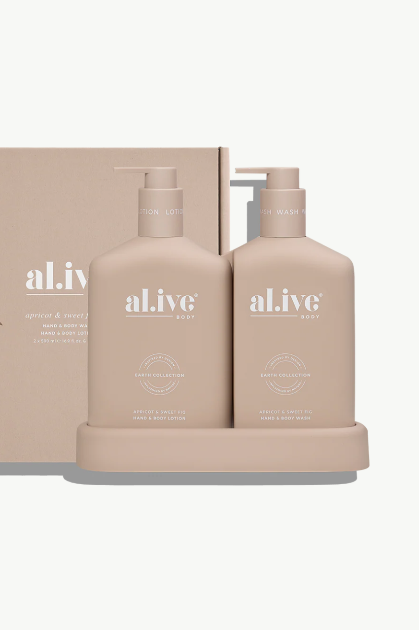 Alive Wash & Lotion Duo + Tray - Apricot & Sweet Fig