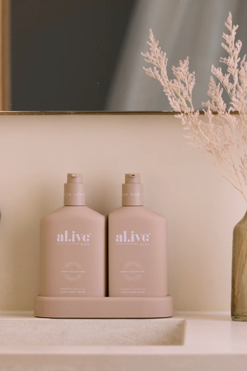 Alive Wash & Lotion Duo + Tray - Apricot & Sweet Fig