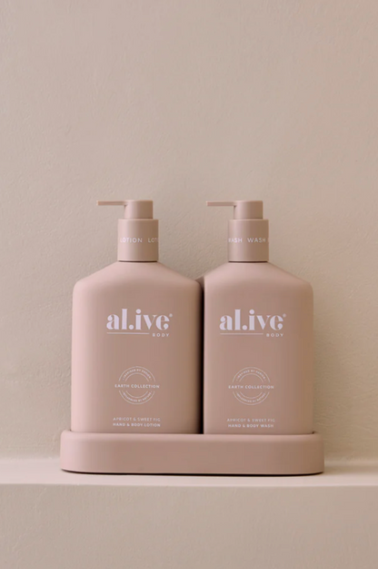 Alive Wash & Lotion Duo + Tray - Apricot & Sweet Fig