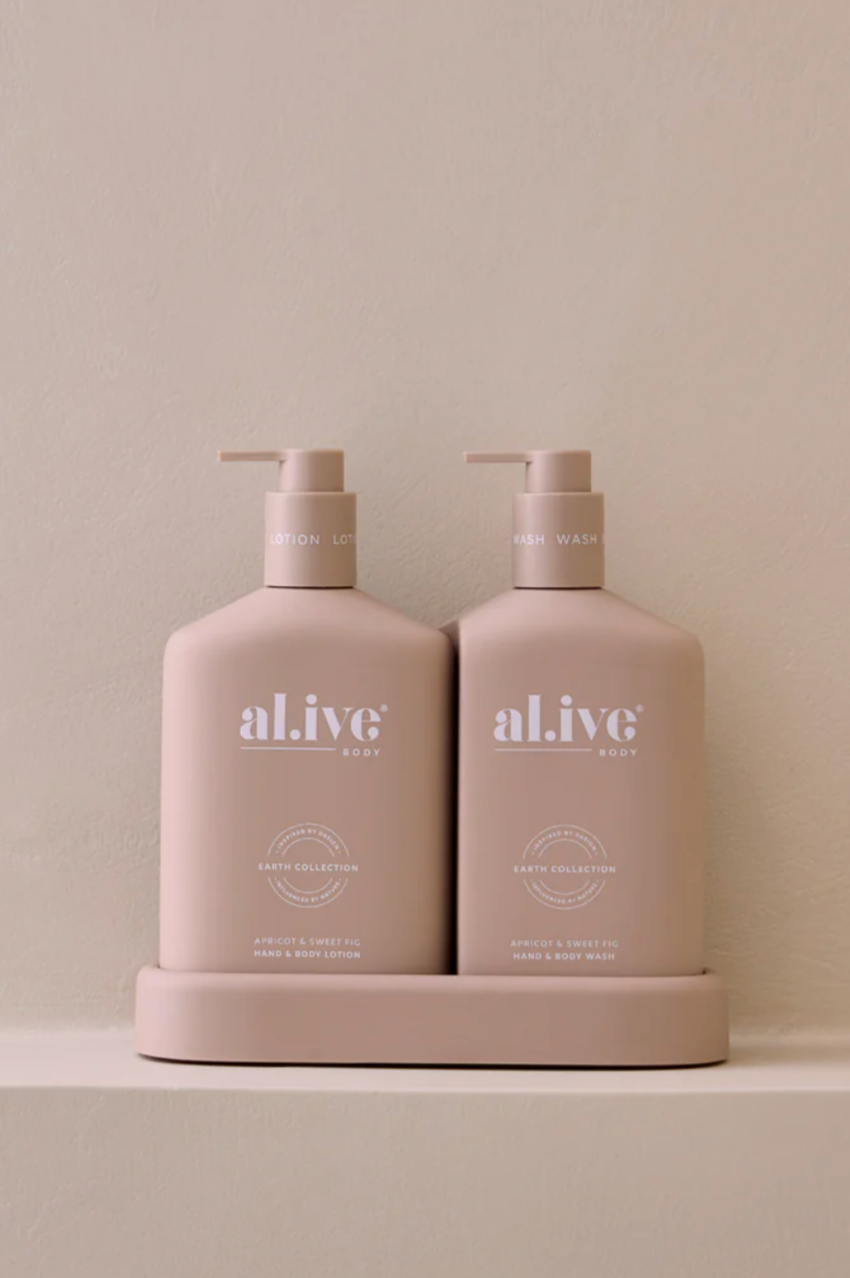 Alive Wash & Lotion Duo + Tray - Apricot & Sweet Fig