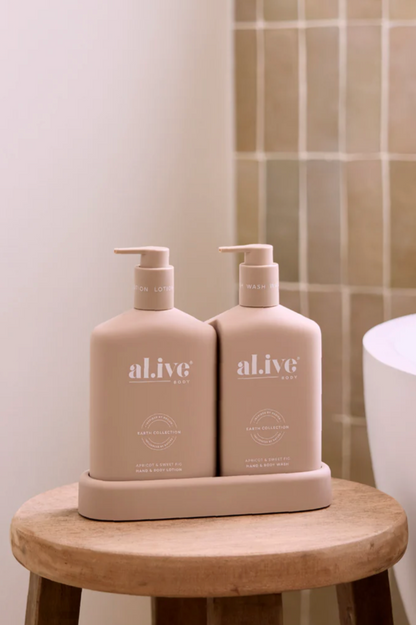 Alive Wash & Lotion Duo + Tray - Apricot & Sweet Fig