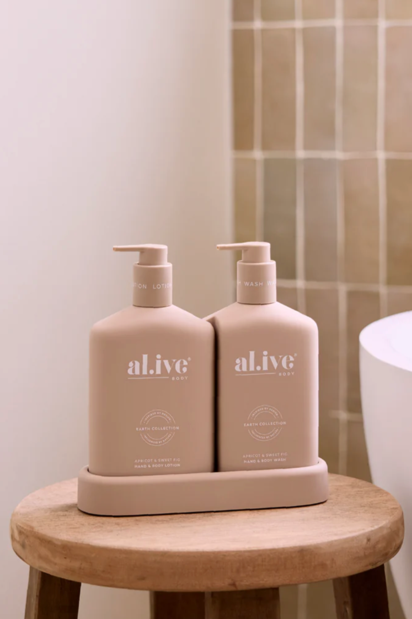 Alive Wash & Lotion Duo + Tray - Apricot & Sweet Fig