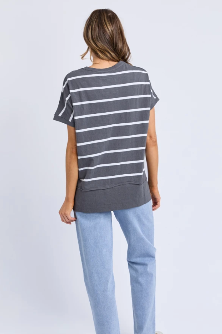 Foxwood Allison Stripe Tee - Charc/Wht Stripe