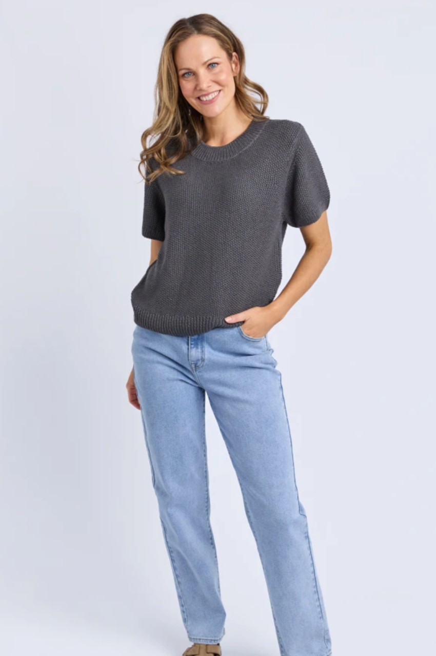 Foxwood Blair S/S Knit - Charcoal