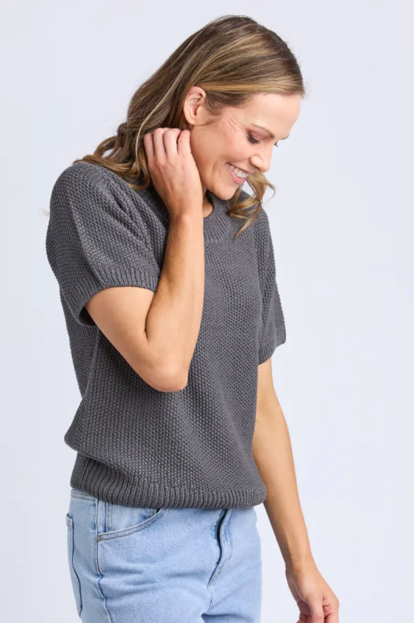 Foxwood Blair S/S Knit - Charcoal