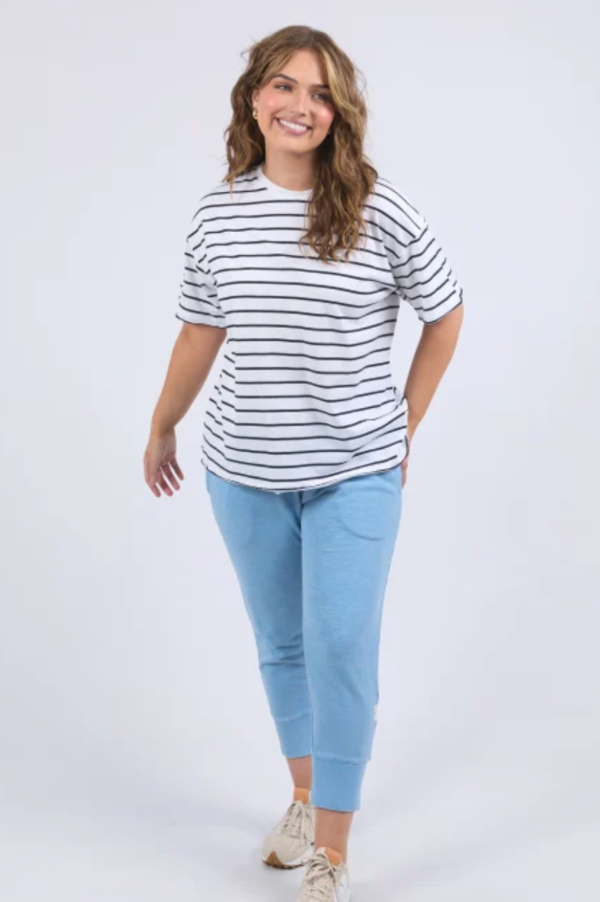 Elm Winona Stripe S/S Tee - Wht/Navy Stripe