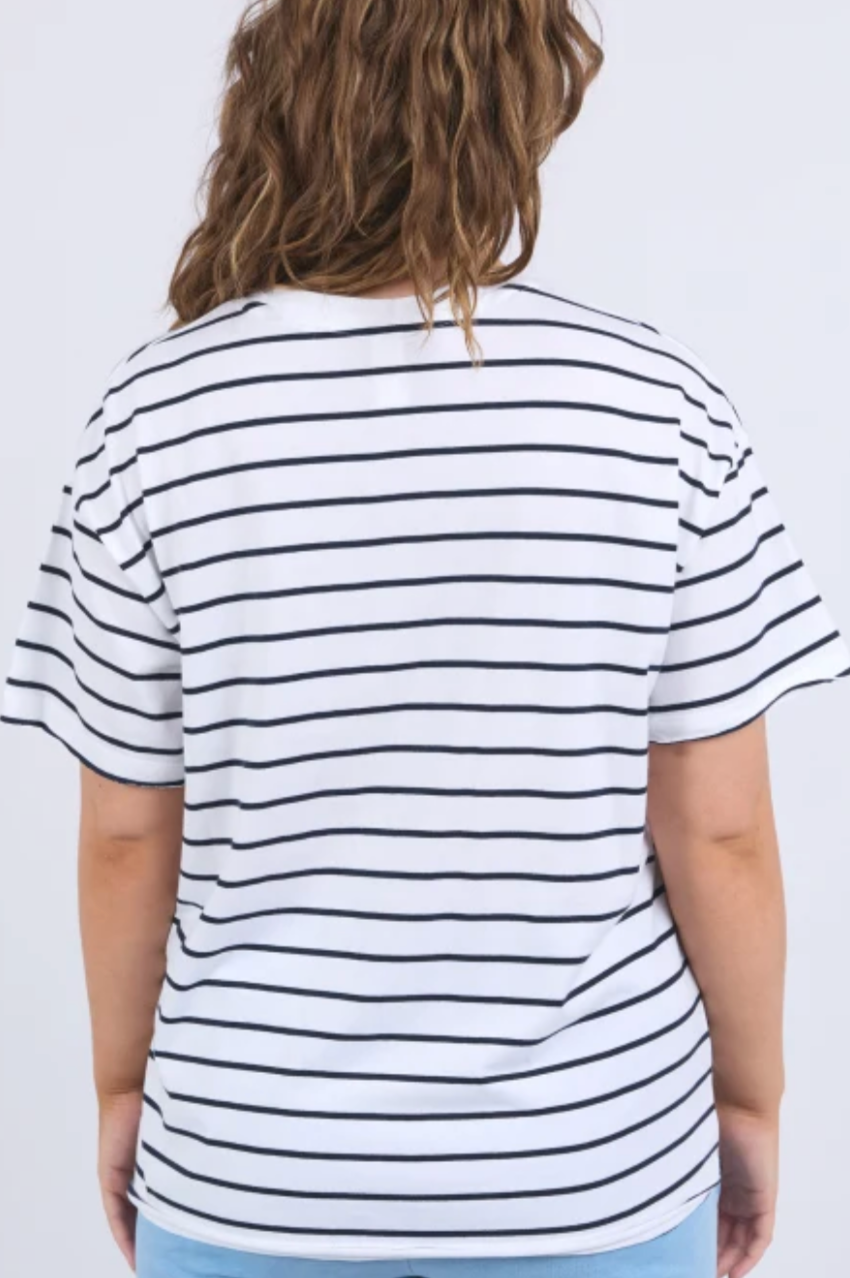 Elm Winona Stripe S/S Tee - Wht/Navy Stripe