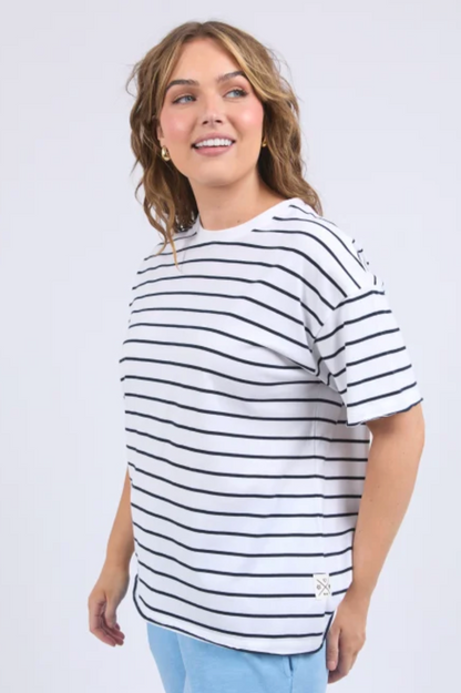 Elm Winona Stripe S/S Tee - Wht/Navy Stripe