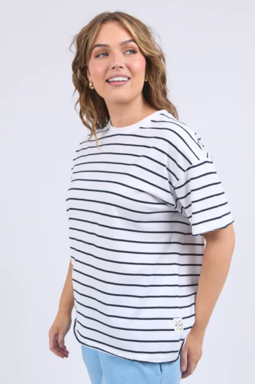 Elm Winona Stripe S/S Tee - Wht/Navy Stripe