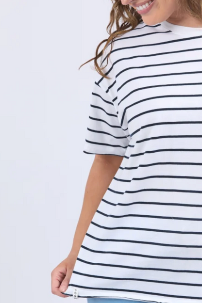 Elm Winona Stripe S/S Tee - Wht/Navy Stripe